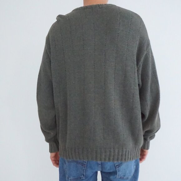Eddie Bauer Green Cotton Blend Textured Knit Sweater Minimalist Quiet Luxury L - Picture 2 of 9